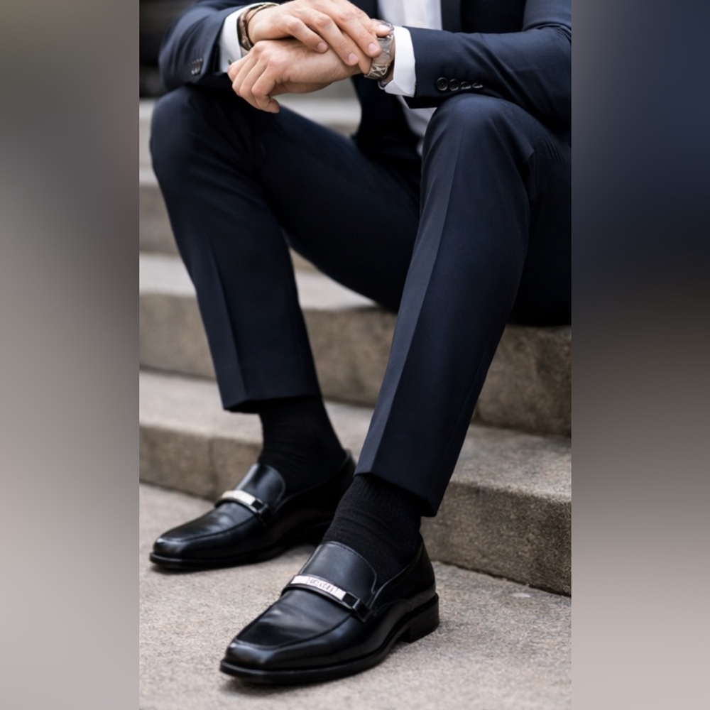 🔥 BOSS Hugo‎ Boss Italy Black Leather Luxury Dress Shoes Mens 11✨